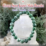 Mala Green Spot Jasper Bracelet With Velvet Pouch
