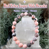 Mala Red Zebra Jasper Bracelet With Velvet Pouch