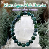 Mala Moss Agate Bracelet With Velvet Pouch