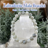 Mala Labradorite Bracelet With Velvet Pouch