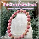 Mala Pink Rhodonite Bracelet With Velvet Pouch