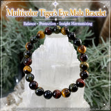 Mala Multicolor Tiger's Eye Bracelet With Velvet Pouch