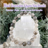 Mala Black Tourmaline Quartz Bracelet With Velvet Pouch