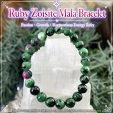Mala Ruby Zoisite Bracelet With Velvet Pouch