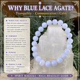 Mala Blue Lace Agate Bracelet With Velvet Pouch