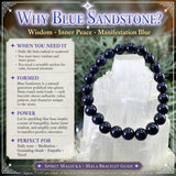 Mala Blue Sandstone Bracelet With Velvet Pouch