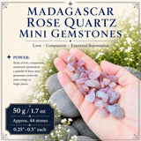 Madagascar Rose Quartz Mini Gemstones (50 Gram / 1.7oz. Lot)