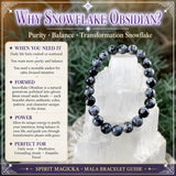 Mala Snowflake Obsidian Bracelet With Velvet Pouch