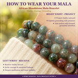 Mala African Bloodstone Bracelet With Velvet Pouch