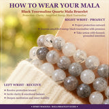 Mala Black Tourmaline Quartz Bracelet With Velvet Pouch
