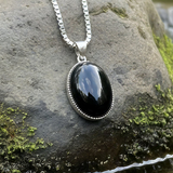 Obsidian Necklace - Mala - Point -Divine Strength Trio