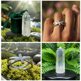 70% OFF - Opal & Silver Ring of Faith & Angel Aura Quartz Point