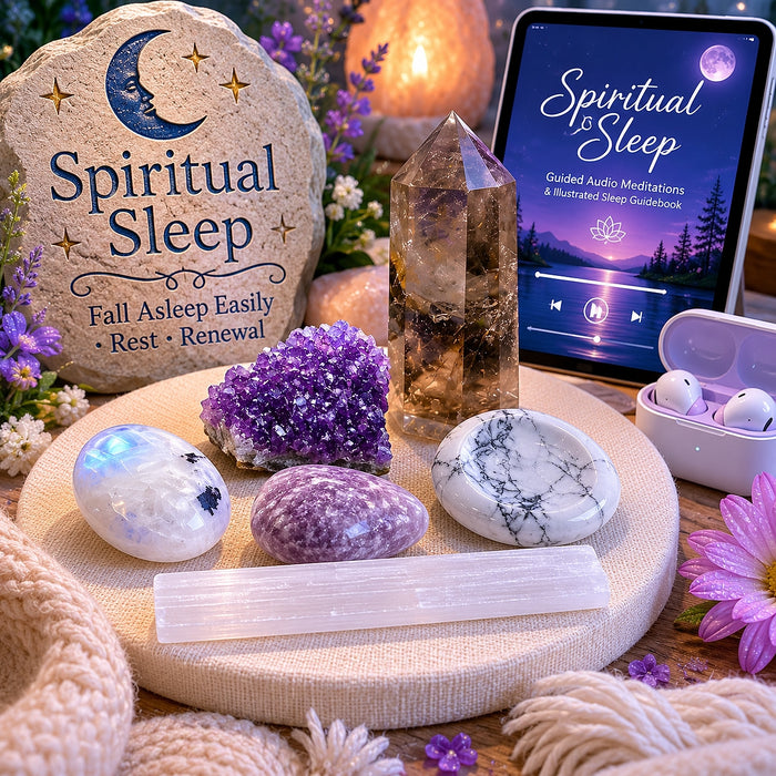Spiritual Sleep - Fall Asleep Easily - Crystal Bundle, Audio Meditations & Guidebook