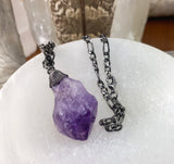 SAVE 70% Amethyst Wire Wrapped Pendant + Pouch