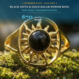 SUMMER 60% OFF SALE Black Onyx & Gold Solar Power Ring