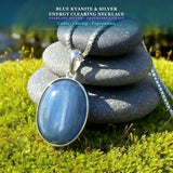 Blue Kyanite & Silver Energy Clearing Necklace