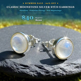 SUMMER 60% OFF SALE - Classic Moonstone Silver Stud Earrings