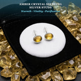 Earrings - Amber Crystal Sterling Silver Studs