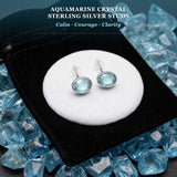 Earrings - Aquamarine Crystal Sterling Silver Studs