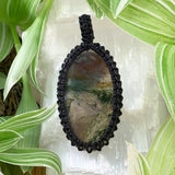 75% OFF Green Moss Agate Macramé Pendant Necklace