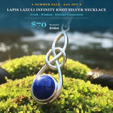 SUMMER 60% OFF SALE Lapis Lazuli Infinity Knot Silver Necklace
