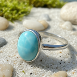 Larimar Classic Oval Silver Ring