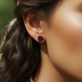 Garnet & Silver "Courage" Stud Earrings