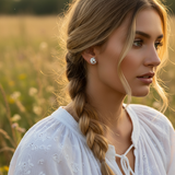 Moonstone & Silver Celestial Stud Earrings